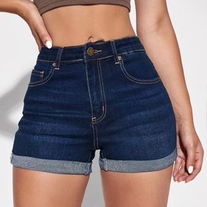 SHEIN Cuffed Hem Denim Shorts